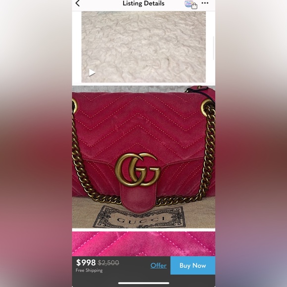Gucci Teal Blue and Gold chain design Shoulder Bag Chevron Quilting Like new! - Picture 3 of 16